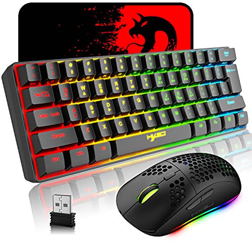 L500 Wireless Gaming Keyboard and Mouse Combo, 2200mAh Mini 61 Keys Mechanical Feeling Keyboard with Bluetooth 5.1&2.4G Wireless Dual Modes,RGB Backlit Wireless Lightweight Gaming Mouse for PC/Gamer