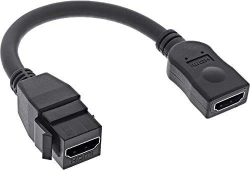 InLine® HDMI Keystone Adapterkabel 4K/30Hz, HDMI A Buchse/Buchse, schwarz, 0,2m