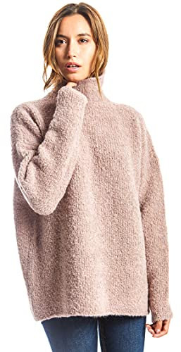 ETERKNITY - Maglione Donna a Dolcevita in Misto Lana Morbida, Rosa, M