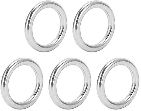 Alomejor 5 Anillos Redondos De Acero Inoxidable, Junta Tórica Soldada con Autógena Suave para Cinturón De Camping, Correas para Perros, Hardware(3 * 25mm)