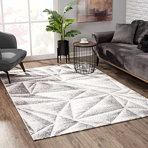 SANAT Evra Teppich für das Wohnzimmer - Kurzfloriger Teppich mit modernem Design - Geeignet für Wohnzimmer, Flur, Korridor, Esszimmer, Schlafzimmer, Küche und Kinderzimmer - Grau, 200 x 280 cm