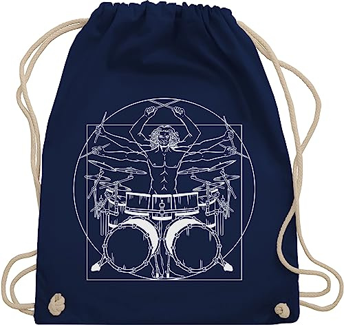 Turnbeutel Rucksack - Musik Instrument Zubehör - Schlagzeuger Drummer Geschenk Schlagzeug - Unisize - Navy Blau - instrumente für musiker schlagzeug. beutel musikinstrumente mit tasche sportbeutel