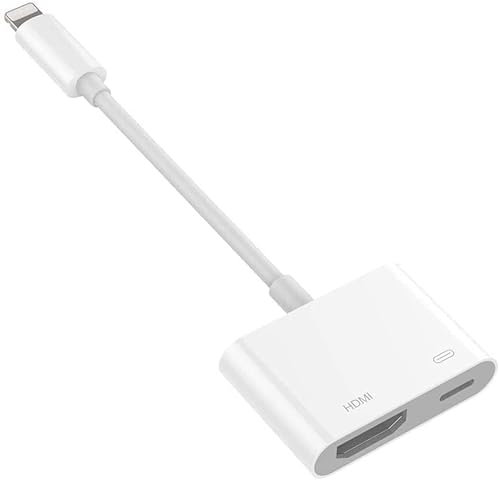 Esyeris [Apple MFi Certified] Lightning to HDMI Digital AV Adapter Compatible with iPhone to HDMI Adapter 1080P TV Adapter, Sync Screen HDMI Connector with Charging Port for iPhone/ipad/iPod Models