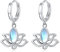 YFN Pendientes de loto para mujer, plata de ley, piedra lunar, flor de loto, aretes de aro para yoga, regalos para mujeres y niñas, Plata de ley, Piedra de luna