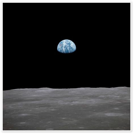 Apollo 11 Aufgang der Erde über dem Mond, Juli 1969 Poster von NASA 60 x 60 cm Schwarz Wandbilder Wanddeko