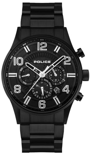 Police Herren Armbanduhr Addis in der Farbe Schwarz mit Edelstahlarmband, Gehäusedurchmesser: 45 mm, PEWJK2203102