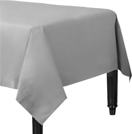 Karrma Ltd. 4 x Silver Paper Table Cloth 90 x 90cm Disposable Table Cover For All Occasions Baby Shower, Wedding, Birthday, Christmas, Halloween, Easter Party Decorations