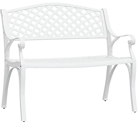 vidaXL Gartenbank 102 cm Aluminiumguss Weiß