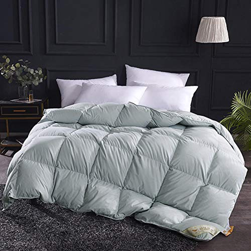 Daunendecke Doppelbett, weiße Gänsefeder-Daunendecke, Baumwolle, Anti-Staubmilben-Daunendichtes Gewebe, Anti-Allergen-Zuhause, Ganzjahresbettdecke (Grün 150 * 200 cm 7,7 lb)