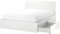 IKEA MALM Bettgestell, hoch, mit 2 Aufbewahrungsboxen, 140 x 200 cm, Weiß/Luröy