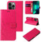 LBH Handy Hülle für Apple iPhone 13 Pro Case Handytasche Schmetterling Blumen Flower Standfunktion Schutzhülle Magnet Rundum Schutz 360 Grad Flipcase Cover Pink