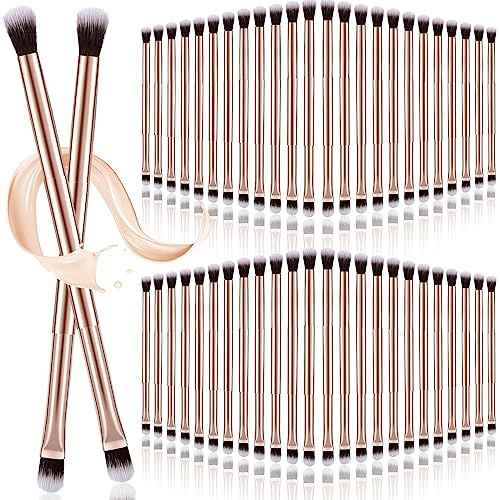Bokon 50 Pcs Eyeshadow Smudge Brush 2 in 1, Double Ended Concealer Brush