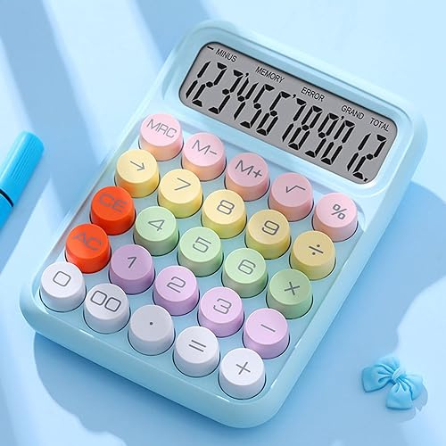 Taschenrechner, Multifunktionaler, Bunter Elektronischer Taschenrechner, Auslaufsichere Mechanische Tastatur für das Klassenzimmer zu Hause (Himmelblau)