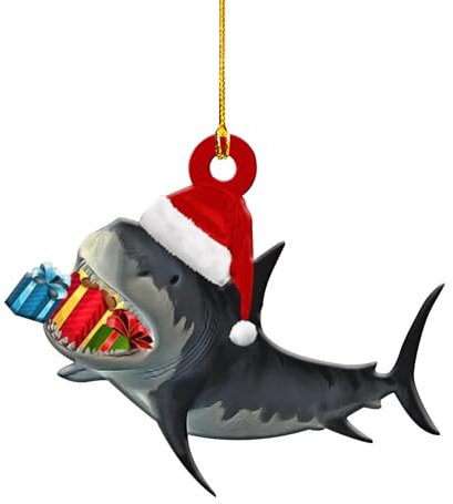 Hai Weihnachtsbaum Deko für Kinder, Christbaumschmuck Lustig, Personalisierte Weihnachtsanhänger, Weihnachtsschmuck Baum, Weihnachten Dekoration, Weihnachtsdeko Auto