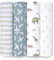 aden + anais Essentials Disney Baby Musselin-Wickeldecken, Decke für Neugeborene, zum Wickeln, 100% Baumwolle, 4 Stück, Dino Dschungel