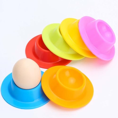 Supports pour coquetiers, 6Pcs Coquetiers en silicone avec base Coquetiers colorés Supports pour oeufs à la coque Supports pour oeufs à la coque pour la cuisine Oeufs à la coque Petit-déjeuner