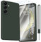 Kukiwhy für Samsung Galaxy S24 Hülle, [2 × 9H Schutzfolie] für Samsung Galaxy S24 5G Silikon Case mit Handschlaufe, Ultra Dünn Kameraschutz Rundumschutz Silikon Handyhülle für Galaxy S24-Dunkel Grün