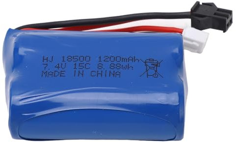 SUNGOOYUE Batterie LiPo de Voiture RC, Batterie au Lithium de Voiture Télécommandée 7.4V 1200mAh 8.88Wh avec Prise SM 2P pour Voitures sur Chenilles RC