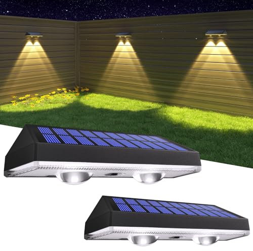 HAMLITE Solar lampen für Außen Garten,Garten-Solarwandlichter im Freien,Wasserdicht,Helle Solarbetriebene Gartenzaunlichter mit 3 Farbmodi für die Dekoration von Terrasse,Deck (2)