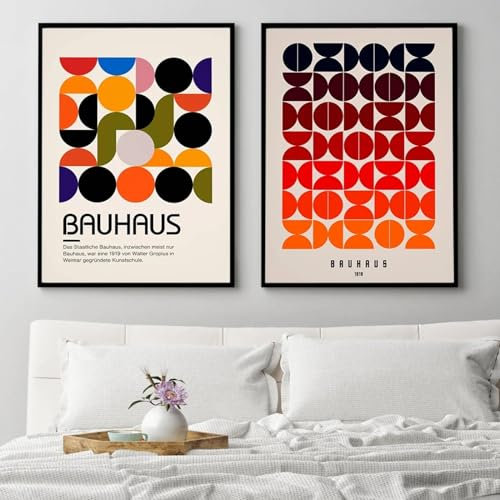 KemneT Bauhaus – affiches à motifs géométriques, murales minimalistes, peinture sur Toile tableau abstraite, tableau mural pour salon, Decoration d'intérieur, 50x70cm x 2, sans cadre