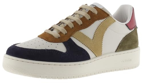victoria Low-Top Madrid Leder-Effekt & Mehrfarbige Spaltlederteile & Metallic-Ferse 1258240 für Damen Marino 38