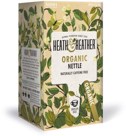 Heath & Heather Organic Nettle Teabags | Individually Wrapped Caffeine-Free Herbal Tea Infusions | 1 Pack of 20