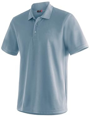 Maier Sports Ulrich, Herren Poloshirt, Leichtes Piqué-Funktionspoloshirt für Wandern und Freizeit, dryprotec Technologie, Atmungsaktiv, NFC-Chip für einfaches Recycling, Hellblau, S