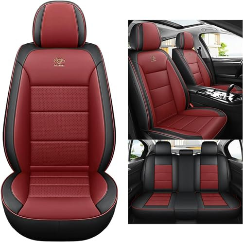 RWTECH Sitzbezüge Auto Autositzbezüge Universal Set für Skoda Octavia Rapid Kodiaq Octavia A7 Octavia 2 Octavia A5 Tour Fabia 1 Fabia 3 Superbe Auto Zubehör, Schwarz Rot