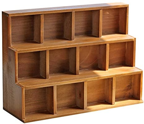 Aliaga 3 verschiedene Regale, zwölf Fächer, Aufbewahrungsschränke, aus Holz, Retro, Wandschrank, Finish für das alte Zuhause