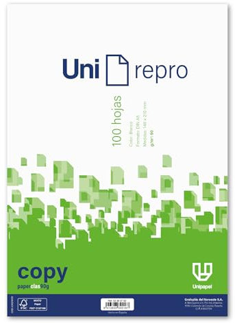 Unipapel, Packung mit 100 Blatt A5, glatt, 90 g, super starkes Papier, geeignet für Drucke, perfekt für Büros, Schulen und Zuhause