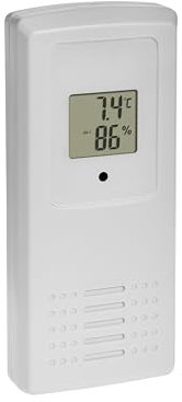 TFA Dostmann Digitaler Thermo-Hygrosender, 30.3256.02, mit Display, für TFA Funk-Wetterstation Clear (35.1168.02), Kanal 1-3, Ersatz- und Zusatzsender, weiß
