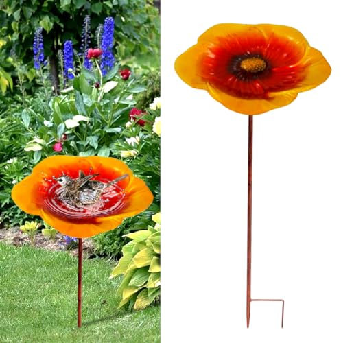 Abreuvoir à Oiseaux Debout Sur Pied, Bains pour Oiseaux Sauvages, Mangeoire De Jardin, Décoration pour Jardin Balcon (Brun Doré)