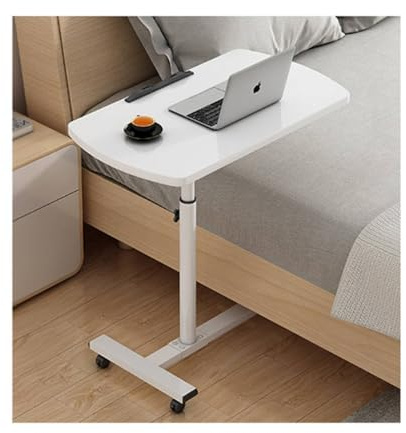 Over The Bed Table On Wheels Adjustable Computer Desk Sofa Desk Slide Under Sofa Table Laptop Table for Sofa Adjustable Table,White