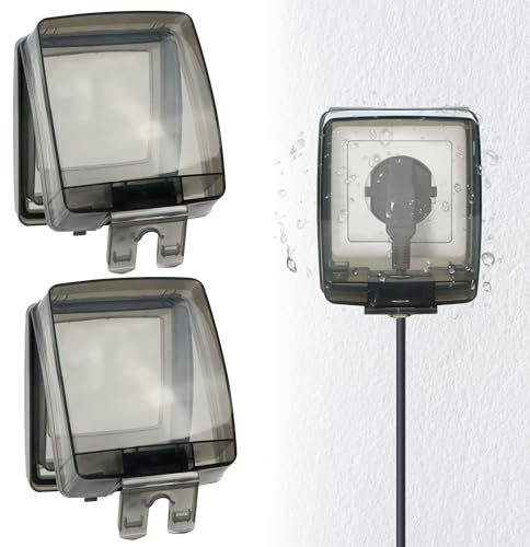 Spritzwassergeschützte Steckdosenabdeckung für Schalter, Steckdosen und Stecker, Universell Einsetzbar als Wasserdichter Schutz im Innen- und Außenbereich, Transparente