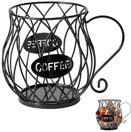 Kaffeekapselkorb, Kaffeekorb, Kaffeekapsel Pod Aufbewahrungskorb, Kaffee Pod Halter Korb, Zur Aufbewahrung Von Kaffeekapseln und Früchten für Theke Und Kaffeebar (Schwarz)