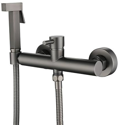 Handbrause FüR Waschbecken Bidet Hand Shower Hot Cold Water Handbrause Bidet Set Einzelgriff Pistolengraues Edelstahlrohr 15cm