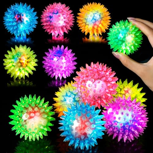 Corpower Igelball LED Mitgebsel Kindergeburtstag 12er Set Igelball Kinder Led, Blinkender Stachelball Leuchtball Kleine Geschenke für Kinder