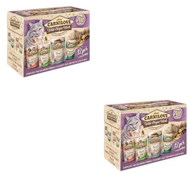 Carnilove Katze Multipack Wild Origins Fillets | Doppelpack | 2 x 12 x 85 g | Vollwertiges Alleinfuttermittel für Katzen | Genuss aus Vier Sorten | Mit 85% Wildfleisch-Anteil