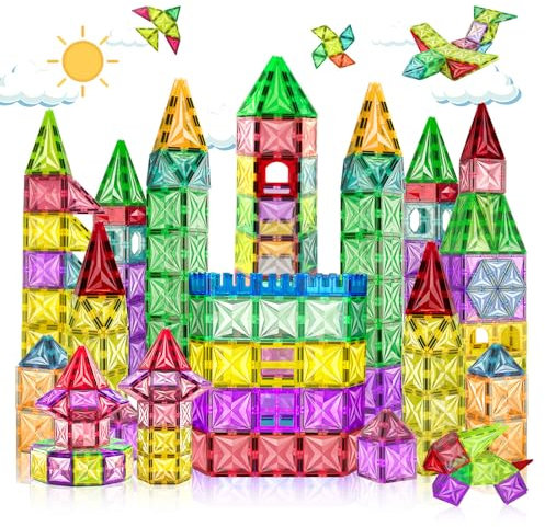 Tiagowell 3D Magnetische Bausteine 100 Teile,STEM Magnetspielzeug für Kinder,Magnetische Blöcke Bauspielzeug Vorschul-Aufklärungsspielzeug für 3 4 5 6 7 8 Jahre alte Jungen und Mädchen