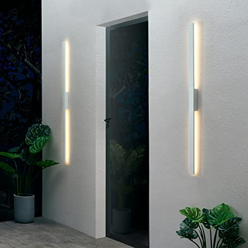 Kosilum – lange Wandleuchte, weiß, für den Außenbereich, Sambai – Licht warmweiß Beleuchtung Wohnzimmer Schlafzimmer Küche Flur – 20 W – 2151 lm – integrierte LED – IP65