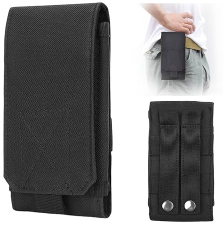 Tactical MOLLE Phone Pouch, Belt Holster Fits 4.7-6.7 Inch Smartphones | for Men, 1000D Nylon, Waterproof, Waist Bag,Compatible withi Phone 15 14 Samsung Galaxy S24 S23, Black