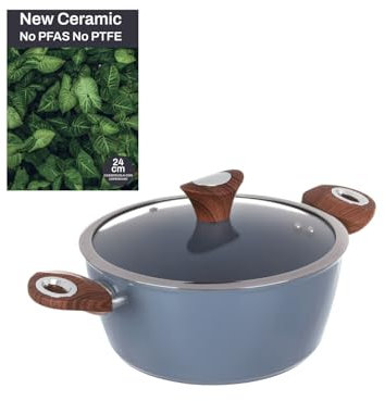 Casseruola con coperchio azzurro New Ceramic (24 cm due manici)