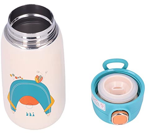 Aladeno Insulated Tumbler with Lid and Straw, Stainless Steel Water Cup with Handle, Cute Cartoon Design, Vacuum Sealed for Heat Preservation, Spill Proof Travel Mug (cocoa green)