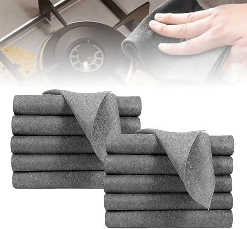 GUOYOU 10 Piezas Paño de Limpieza Mágico,Microfibras Reutilizables Bayetas Cristales Bayetas de Limpieza de Microfibra Sin Rayas,para Limpiar Cristal Espejos Coches Baño Cocinas 20X30cm