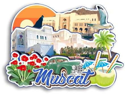 Quwsne Kühlschrankmagnet Muscat Oman Kühlschrankmagnet Stadt Reise Souvenirs Touristengeschenke 3D klassische Sehenswürdigkeiten handgefertigt Handwerk Heimdekoration -2671