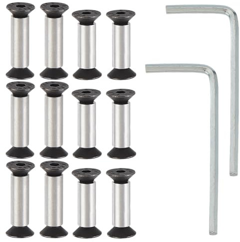 AHANDMAKER 12Pcs Knife Handle Bolt Rivets, with 2Pcs Hexagon Wrench, 2 Sizes Screw Fastener Nut DIY Material, 5mm Knife Screws Knife Making Supplies Blind Rivets for Knife Handles