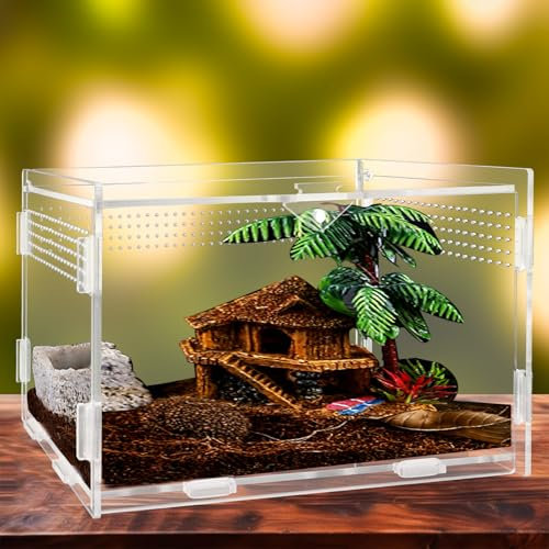 yingd Terrarium Kit, Reptile Breeding Box, Stick Insect Enclosure, Tarantula Enclosure, Transparent Reptile Feeding Box for Spide, Lizard, Scorpion, Mantis, Geckos, Beetle, Crickets (20x12x12cm)