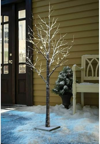 Marco Paul – Grande brindille lumineuse de bouleau à DEL blanc chaud pour intérieur – Décoration de table pour Noël, maison, fête, mariage (150 cm, arbre enneigé)