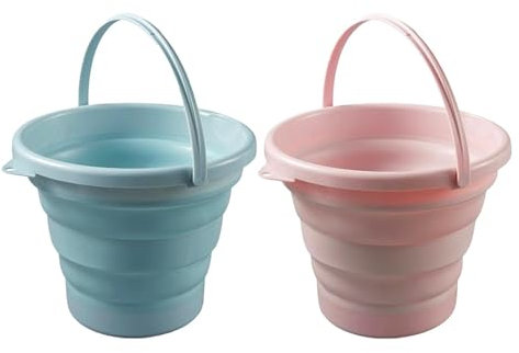 CVDYWDJIE 2 Stück Falteimer, Multifunktionaler Kunststoffeimer, Kinder-Strandeimer-Spielzeug, Praktischer Falteimer Für Den Außenbereich, Faltbarer Strandeimer