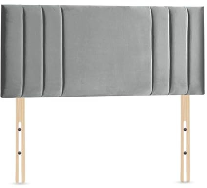 Elixir Furniture RIO 3 Divan Bed Headboard – 3ft Single | 20-Inch Tall Upholstered Headboard | Plush Velvet in Silver | Elegant Padded Design (Silver, 3ft Single Height-20inch)
